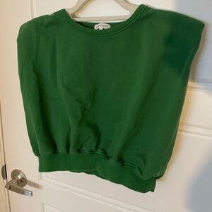 Padded shoulder green top